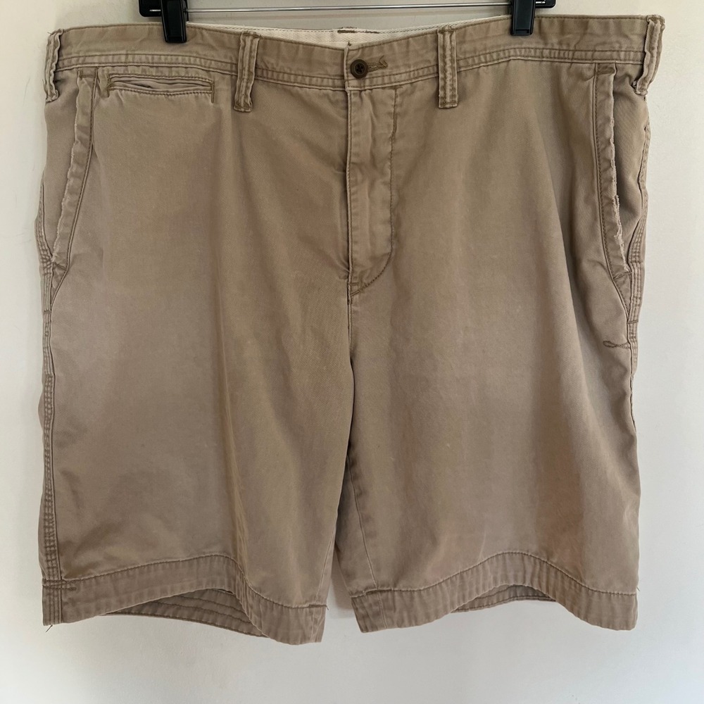 Polo Ralph Lauren Mens Khaki Chino Shorts Size 42 Tan Cotton Twill Flat Front